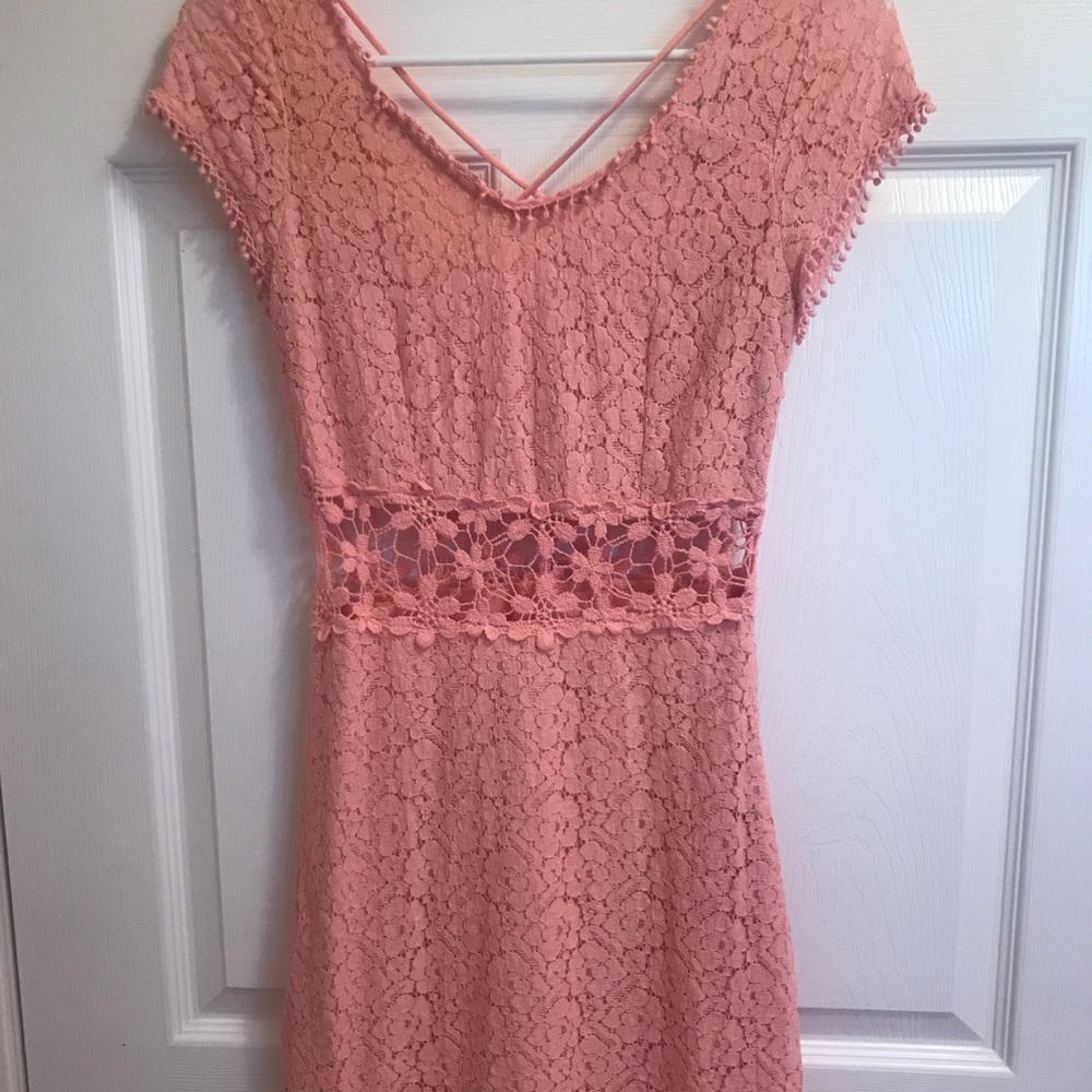 Pink Lace Short Dress